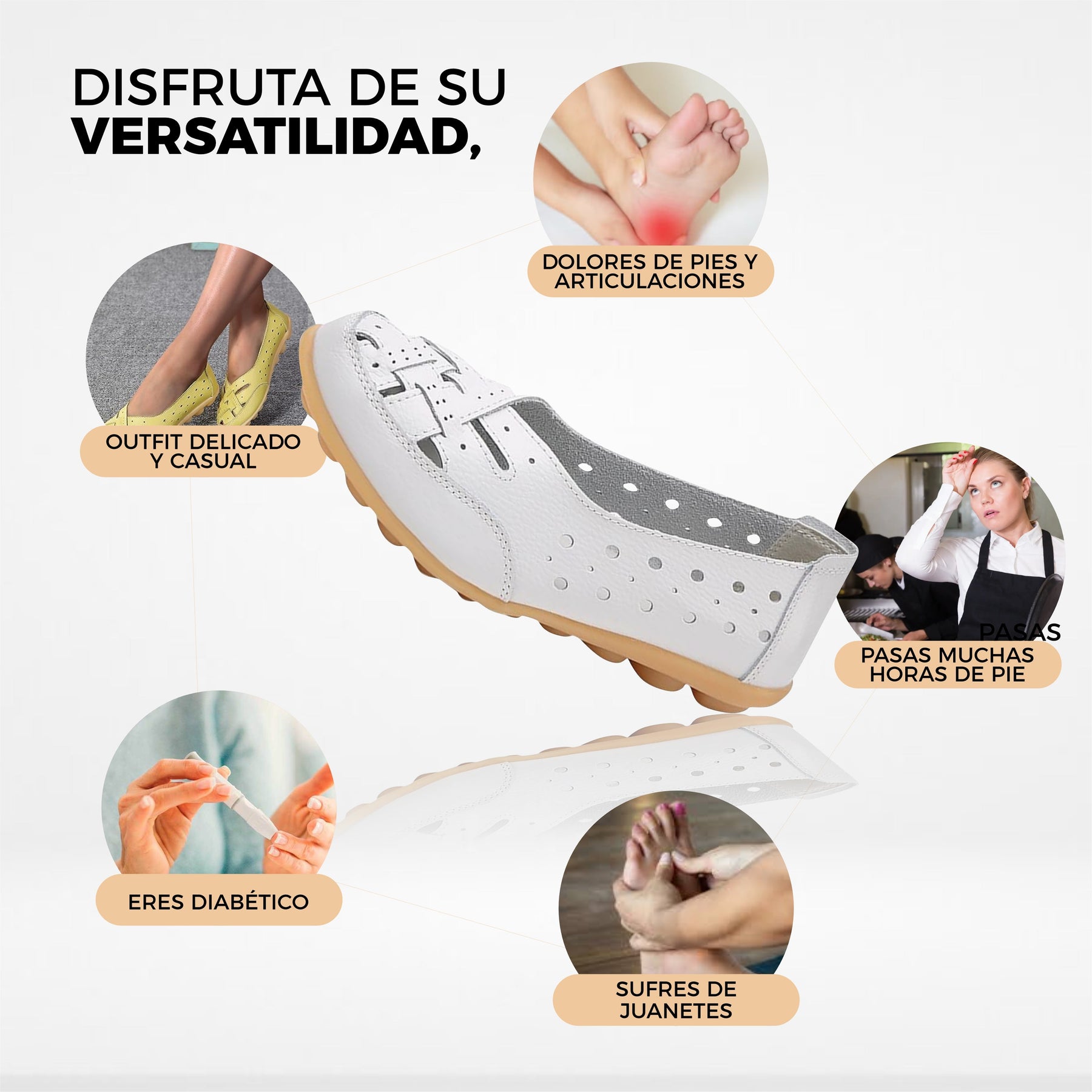 Mocasines Ortopédicos Antideslizantes De Cuero - Juliet™